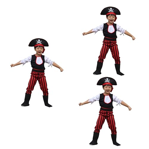 Healeved 3 Sätze Piratenleistung Kostüme Kleidung Piraten-cosplay-outfit Halloween Piratenkostüm Halloween-piraten-cosplay von Healeved