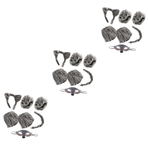 Healeved 3 Sätze Wolf Kostüm Set für Halloween und Cosplay Teiliges Wolf Outfit und Accessoires für Bühnenaufführungen und Partys von Healeved