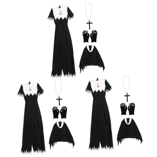Healeved 3 Sätze Zombie Kostüm für Halloween Scary Cosplay Outfit mit Dekorativen Accessoires Leicht und für Kostümpartys und Bar Dance Events von Healeved