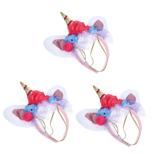 Healeved 3 Stück Einzigartiger Einhorn Haarschmuck Tüll Blumen Haarband für Kostüm Cosplay und Partys Perfektes für Freunde und Familie Leicht und zu Tragen von Healeved
