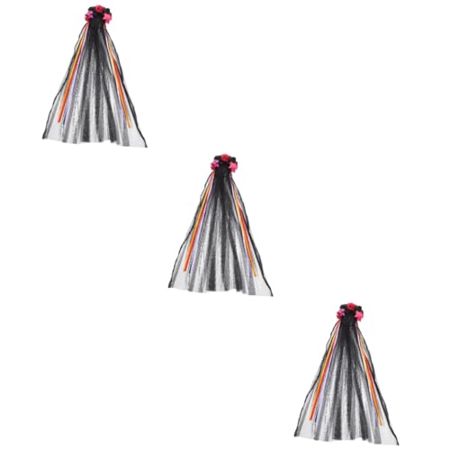 Healeved 3 Stück Halloween Braut Tüll Haarreif mit Fake Schwarzer und Roter Blumenschmuck für Damen Perfektes Haaraccessoire für Halloween Kostüme und Cosplay von Healeved