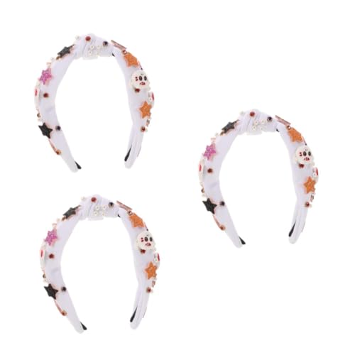 Healeved 3 Stück Halloween Haarreif mit Kürbis Design Geknotetes Haarband aus Stoff und Strass Accessoire für Halloween Feiern Einzigartiger Kopfschmuck für Damen und Mädchen von Healeved