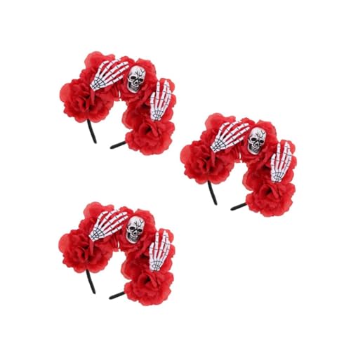 Healeved 3 Stück Halloween Haarreif mit Rosenblüten Design Realistische Skelettklauen und Knochendetails Vielseitiges Komfortables Party Haaraccessoire für Gruselige Kostüme und von Healeved