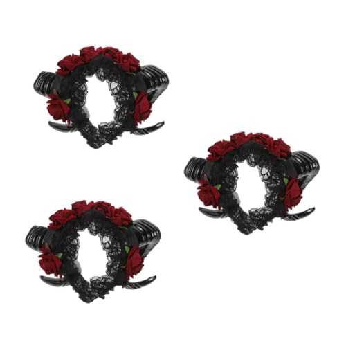 Healeved 3 Stück Halloween Haarreif mit Schafhörnern und Rosen Leichter Hautfreundlicher Stirnband für Damen Langlebiges Cosplay Accessoire für Halloween und Kostümpartys Healeved 3 Stück Halloween Haarreif mit Schafhörnern und Rosen Leichter Hautfreundlicher Stirnband für Damen Langlebiges Cosplay Accessoire für Halloween und Kostümpartys von Healeved
