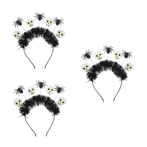 Healeved 3 Stück Halloween Schädel Stirnband Schwarz mit Spinnenmotiv für Kostümparty und Themenfeiern Langlebig und Farbecht aus Sicheren Materialien Gefertigt von Healeved