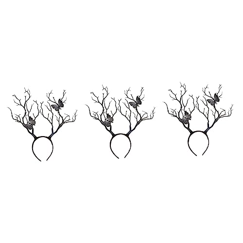 Healeved 3 Stück Halloween Stirnband Geweih Haarschmuck aus Langlebigem Leicht und Komfortabel Antler Design mit Baumzweigen für Cosplay Karneval Party und Festival Schwarzer Kopfreif für von Healeved