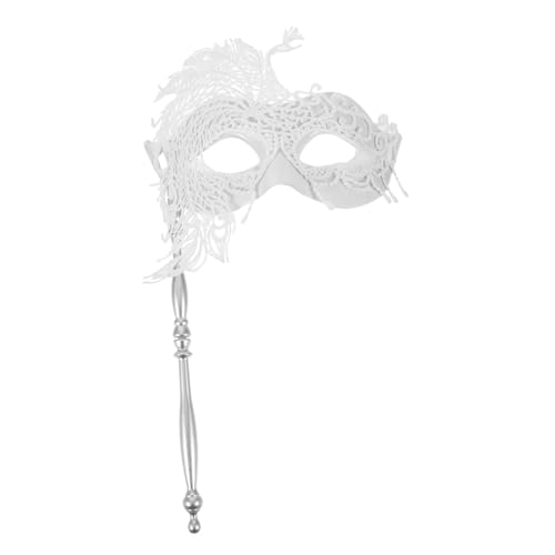 Healeved 3 Stück Handgehaltene Spitzen Masquerade Maske Damen Ergonomisch Geformt Spitzen Design Geeignet für Halloween Karneval Cosplay Kostümparty Ball und Bühnenauftritt Weißer Großer von Healeved