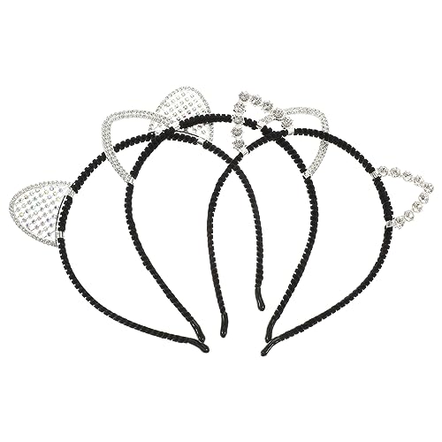 Healeved 3 Stück Katzenohren Haarreif Teiliges Cosplay Zubehör mit Glitzer und Strass für Damen für Fasching und Partys Langlebig und Stylisch Einzigartiges Design von Healeved