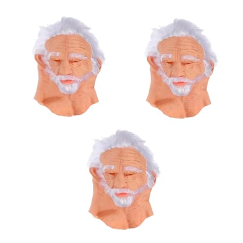 Healeved 3 Stück Realistische Old Men Maske mit Weißem Haar und Lebensnahe Falten Gesichtsmaske Atmungsaktivem Material Integrierte Perücke Wiederverwendbar für Halloween Karneval und Healeved 3 Stück Realistische Old Men Maske mit Weißem Haar und Lebensnahe Falten Gesichtsmaske Atmungsaktivem Material Integrierte Perücke Wiederverwendbar für Halloween Karneval und von Healeved