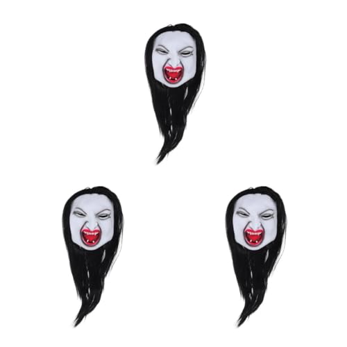 Healeved 3 Stück Scary Ghost Mask für Frauen mit Realistischer Langer Perücke Detailreiches Halloween Horror Kostüm Vielseitig Einsetzbar für Maskenbälle Bühnenauftritte Gruselfeste von Healeved