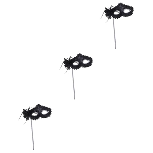 Healeved 3 Stück Schwarze Spitzen-handheld-maske mit Federn Leichte Venezianische Party-maske für Halloween Karneval Maskenball und Kostümparty für Damen und Mädchen Healeved 3 Stück Schwarze Spitzen-handheld-maske mit Federn Leichte Venezianische Party-maske für Halloween Karneval Maskenball und Kostümparty für Damen und Mädchen von Healeved
