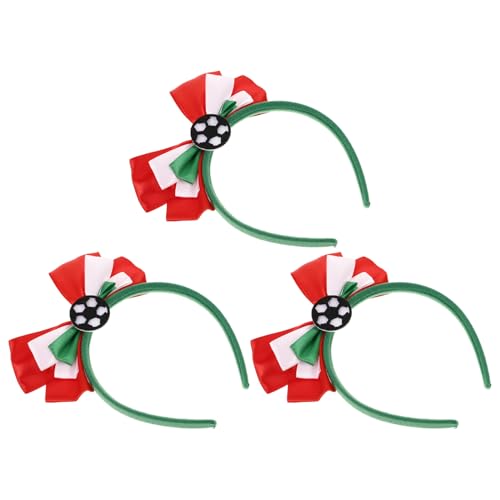 Healeved 3 Stück Teiliges Fußball stirnband Grün weiß rot Sportliche Haarschmuck Fußballparty Zubehör für Jungen Mädchen Frauen Elastisch Atmungsaktiv für Sportevents Geburtstagsfeiern von Healeved
