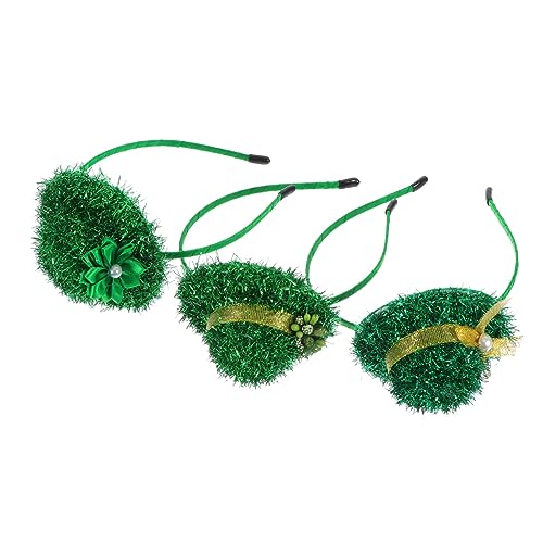 Healeved 3 Stück Teiliges Grünes Pet Hat Haarreif Patricks Day Kopfschmuck Festliches Kostümzubehör Bequemes Stirnband mit Hut Design Geeignet für Karneval und Party von Healeved