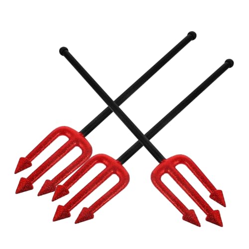 Healeved 3 Stück Teiliges Teufel Kostüm Requisite Teufelsgabel Halloween Cosplay Pitch Fork mit Abnehmbarem Stiel Leicht Tragbar für Party Dekoration und Verkleidung von Healeved