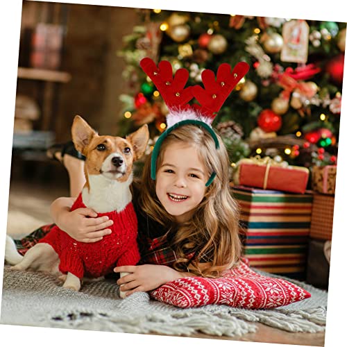 Healeved 3 Stück Teiliges Weihnachts Haarband mit Roten Geweihen und Kleinen Glocken Leichtes Cosplay Kopfschmuck für Damen und Festliche Haarreifen für Weihnachten Karneval Party und von Healeved