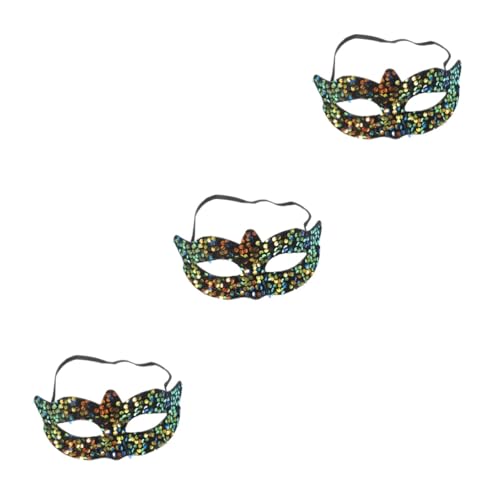 Healeved 3 Stück Venezianische Maske Damen Pailletten Halbgesichtsmaske aus Hochwertigem PVC mit Verstellbarem Elastikband Leicht und Formstabil für Halloween Karneval Cosplay Party Healeved 3 Stück Venezianische Maske Damen Pailletten Halbgesichtsmaske aus Hochwertigem PVC mit Verstellbarem Elastikband Leicht und Formstabil für Halloween Karneval Cosplay Party von Healeved