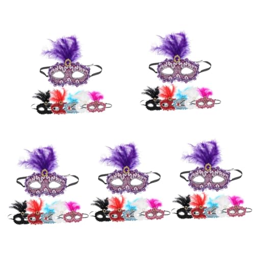 Healeved 30 Stck. Teiliges Damen Halbmaske für Halloween Karneval und Cosplay Leichte Dekorative Maskerade Masken Blau Rot für Partys und Feste von Healeved