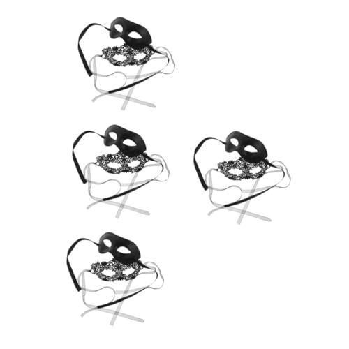 Healeved 4 Sätze Halbgesichts Maske für Vintage Spitzenmasken mit Ergonomischer Komfortabel und Stilvoll Halbe Gesichtsbedeckung für Ball Halloween und Karneval von Healeved