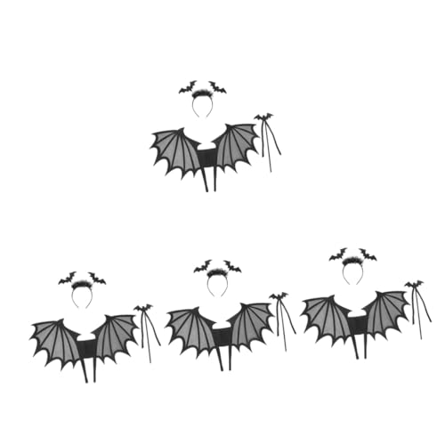 Healeved 4 Sätze Halloween Fledermaus Kostümset für Flügeln Stirnband und Requisiten für Rollenspiele für Halloween und Kostümpartys Healeved 4 Sätze Halloween Fledermaus Kostümset für Flügeln Stirnband und Requisiten für Rollenspiele für Halloween und Kostümpartys von Healeved