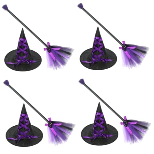 Healeved 4 Sätze Halloween Hexenhut und Besen Hexenhut für Cosplay und Party Dekoratives Hexenkostüm Zubehör für Frauen und Mädchen Halloween Karneval Verkleidung Healeved 4 Sätze Halloween Hexenhut und Besen Hexenhut für Cosplay und Party Dekoratives Hexenkostüm Zubehör für Frauen und Mädchen Halloween Karneval Verkleidung von Healeved