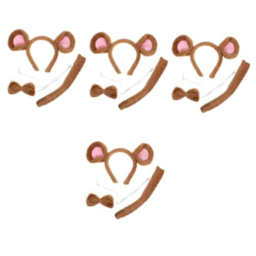 Healeved 4 Sätze Kostümset Mäuseohren mit und Fliege Tierisches Accessoire für Cosplay Halloween und Partys für und Festliche Anlässe von Healeved