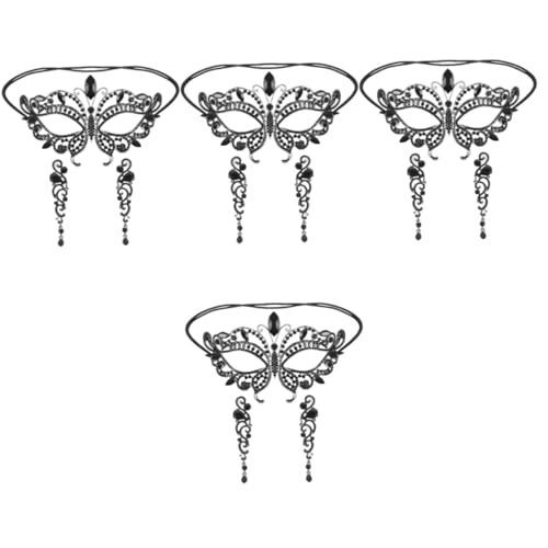 Healeved 4 Sätze Maske mit Ohrringen Set für Frauen Einzigartiges Karnevalszubehör Glitzernde Maske für Halloween und Cosplay für Partys und Verkleidungen von Healeved