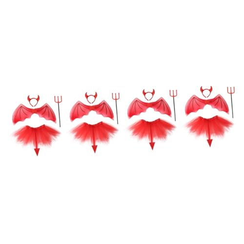 Healeved 4 Sätze Teufel Kostüm Set für Rote Teufelsflügel Zubehör für Halloween und Fasching Leicht und für Kostümpartys und Festlichkeiten Healeved 4 Sätze Teufel Kostüm Set für Rote Teufelsflügel Zubehör für Halloween und Fasching Leicht und für Kostümpartys und Festlichkeiten von Healeved