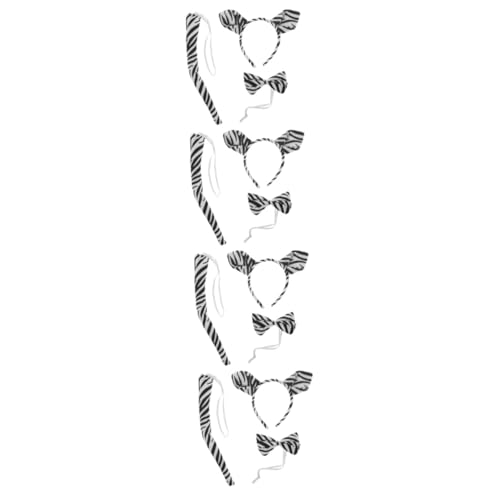 Healeved 4 Sätze tierisches Haarband Bogen Zebra -Stirnband Partystirnband Ohren Stirnband hoch Halloween-Kopfschmuck Halloween-Tier-Cosplay-Stütze Tierkostüm Stoff von Healeved