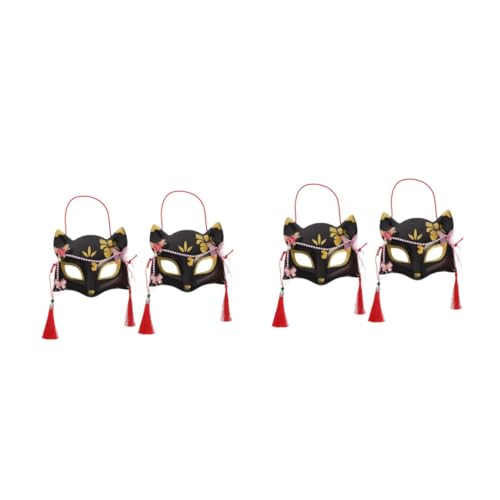 Healeved 4 Stck. Japanische Traditionelle Halbmaske Fuchs Maske mit Quasten für Halloween Cosplay Maskerade und Festlichkeiten Einzigartiges Design Leicht und Elegant Healeved 4 Stck. Japanische Traditionelle Halbmaske Fuchs Maske mit Quasten für Halloween Cosplay Maskerade und Festlichkeiten Einzigartiges Design Leicht und Elegant von Healeved