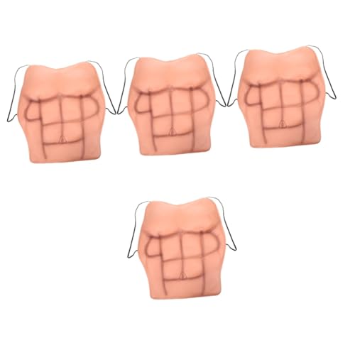 Healeved 4 Stück Cosplay Fake Muscle Kostüm für Männer Realistische Künstliche Brustmuskeln für Halloween Kostümparty und Junggesellenabschied Leicht Tragbar für Streiche und Besondere von Healeved