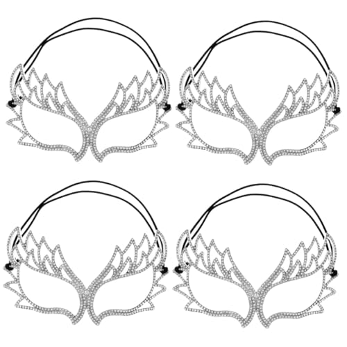 Healeved 4 Stück Damen Maske mit Strass Halbmaske für Halloween Karneval und Festlichkeiten Vielseitig Einsetzbar für Besondere Anlässe Luxuriöses Design von Healeved