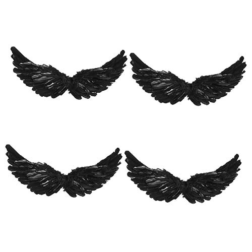 Healeved 4 Stück Engelsflügel Kostüm Flügel Prop Schwarze Leichte Federflügel für Halloween Cosplay Party Foto Requisiten Verstellbar für Mädchen Bühnenauftritte und Kostümfeste von Healeved