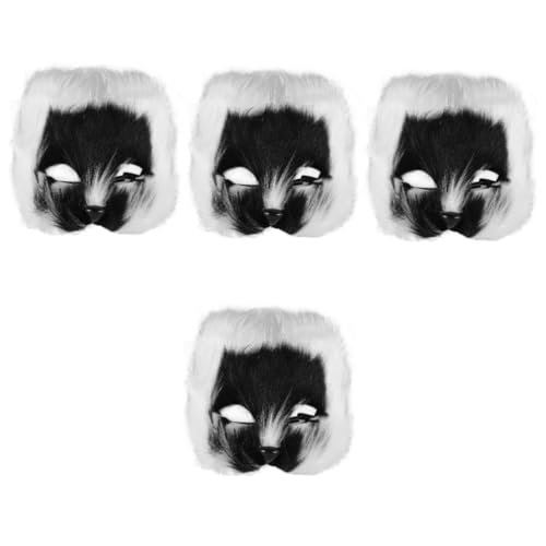 Healeved 4 Stück Fluffy Fuchs Cosplay Maske Lustige Halbgesichtsmaske für Halloween und Karneval Unisex Tiermaske Leichtem mit Elastischem Band für und Ausstrahlung jeder Feier von Healeved