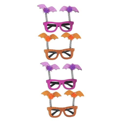 Healeved 4 Stück Halloween Brillenrahmen Lustige Fledermaus Brillen für Partys Foto Requisiten und Kostüme Orange und für Halloween Dekorationen von Healeved
