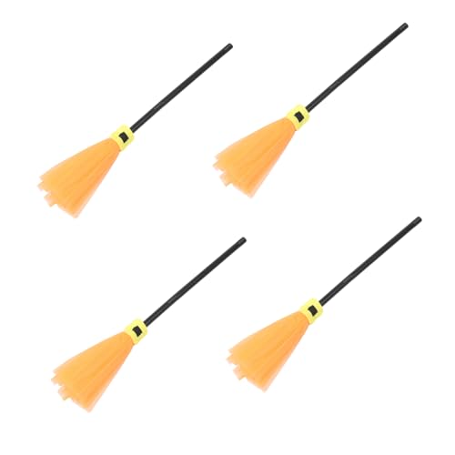 Healeved 4 Stück Halloween Decoration Besen Halloween -Partyzubehör Witch Broom Kostüm Mini-Besen Hexenbesen -Dekorationen Kostümbesen Gittergewebe von Healeved