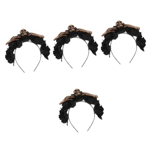 Healeved 4 Stück Halloween Haarreif mit Blumen und Extravaganter Haarreifen für Kostümpartys Cosplay und Halloween Dekoration Wiederverwendbar und Leicht von Healeved