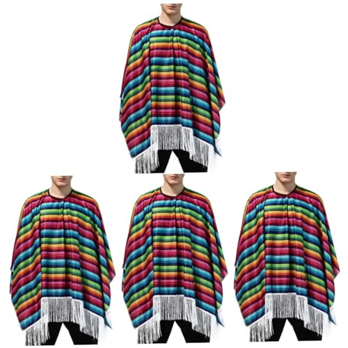Healeved 4 Stück Mexikanische Umhangkleidung Kostüm Mexikanischer Mantel Halloween Umhang Mexikanische Kleidung Cosplay-Mantel Healeved 4 Stück Mexikanische Umhangkleidung Kostüm Mexikanischer Mantel Halloween Umhang Mexikanische Kleidung Cosplay-Mantel von Healeved