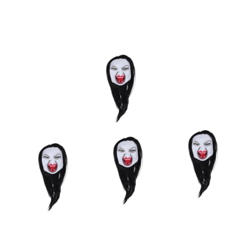 Healeved 4 Stück Realistische Horror Maske Frau mit Langhaar Gruselige Halloween Maske für Erwachsene Atmungsaktives Material für Kostümpartys Bühnenauftritte Maskerade und Horror-cosplay von Healeved
