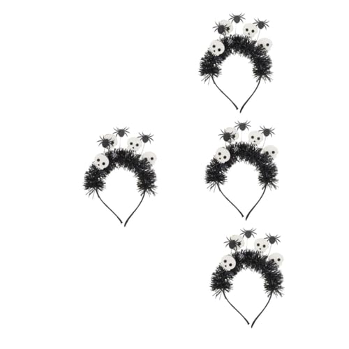 Healeved 4 Stück Spooky Halloween Haarband mit Einzigartigem Spinnen und Totenkopfdesign für Cosplay Halloween Partys und Festliche Anlässe Langlebig und Komfortabel von Healeved