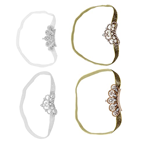 Healeved 4 Stück Teiliges Haarband mit Glänzender Perlen Kronenoptik Elastisch und Leicht Modisches Haarschmuck für Kleinkinder und Mädchen für Partys und Besondere Anlässe von Healeved
