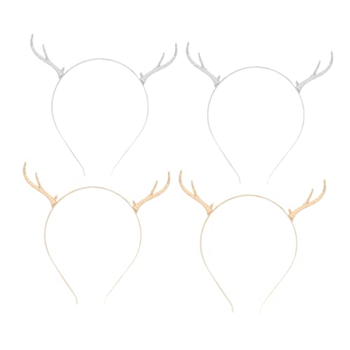 Healeved 4 Stück Teiliges Weihnachts Haar Accessoire Rentiergeweih Stirnband aus Leichtem Metalllegierung Festliches Headpiece für Erwachsene für Weihnachtsfeiern und Winterkostüme von Healeved