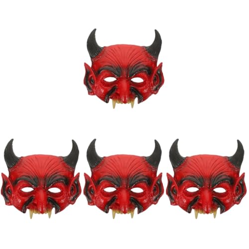 Healeved 4 Stück Teufelsmaske für Halloween Halbmaske mit Hörnern Gruselige Augenmaske für Kostümpartys Cosplay Bühnenaufführungen Healeved 4 Stück Teufelsmaske für Halloween Halbmaske mit Hörnern Gruselige Augenmaske für Kostümpartys Cosplay Bühnenaufführungen von Healeved