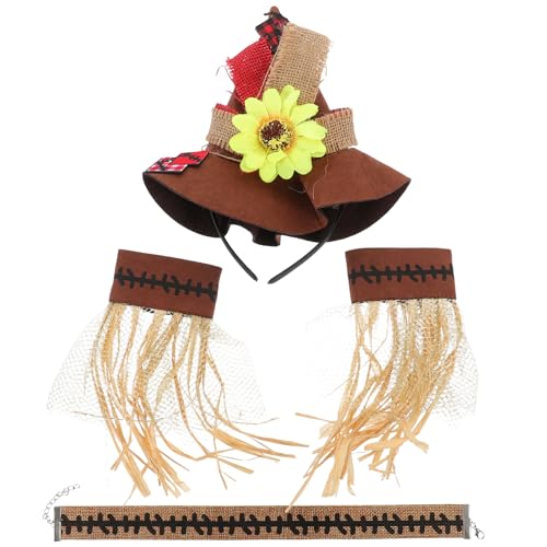 Healeved 4 Stücke Strohhut Armband Halskette Dekoration Hexe Kostüm Set Cosplay Schmuck Für Erwachsene Karneval Halloween Kostüm Zubehör von Healeved
