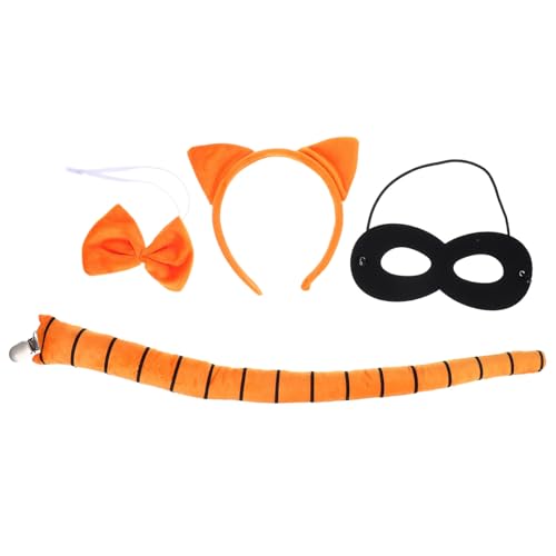 Healeved 4-Teiliges Katzenkostüm-Set Mit Katzenohren Stirnband Fliege Und Mit Augenmaske Ausgefallenes Tierkostüm-Zubehör Für Weihnachten Halloween Cosplay-Party von Healeved