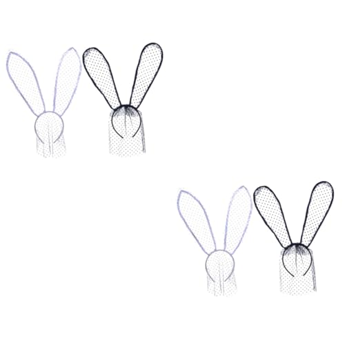 Healeved 4 Teiliges Spitzen Haarband mit Hasenohren Halloween Stirnband in Weiß und Schwarz Leichtes Haar Accessoire für Karneval Party und Festlichkeiten von Healeved