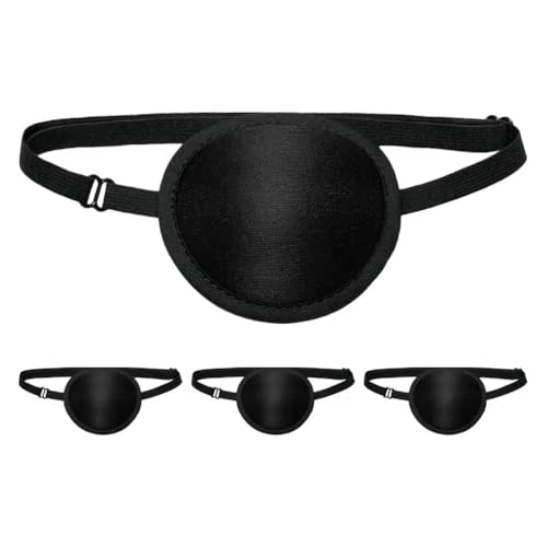 Healeved 4-teilige Einzelaugenmaske: Schwarze elastische Augenklappe für Jungen und Mädchen – Piraten-Rollenspielkostüme für Kleinkinder, Zubehör für Halloween-Partys von Healeved