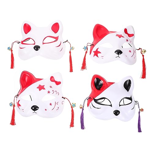 Healeved 4Stücke Cosplay Halbmaske Katzenmaske für Maskerade Fuchs Masken für Karneval Halloween Kostümpartys Umweltfreundlichem Material Langlebig Sicher von Healeved