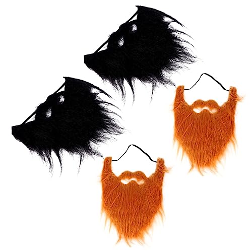 Healeved 4Stücke Halloween Weihnachtsfeier Fake Cosplay Requisiten Schwarze Braune Falsche Schnurrbärte Für Herren Lustiges Kostümzubehör Für Fasching Karneval von Healeved