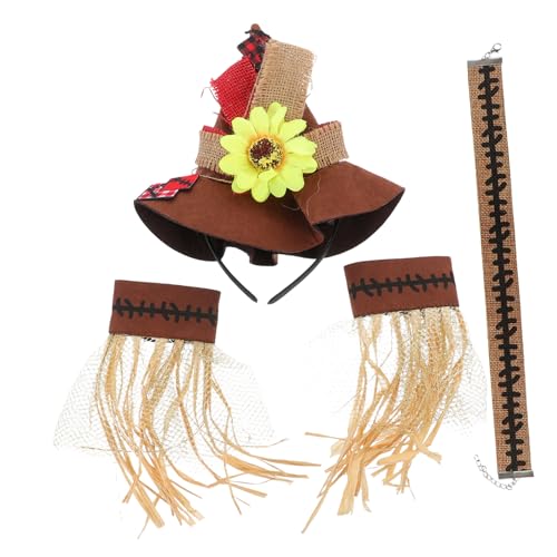 Healeved 4Stücke Teiliges Halloween Strohhut Kostümset Mit Armbändern Halskette Cosplay Zubehör Für Erwachsene Für Karneval Festlichkeiten von Healeved