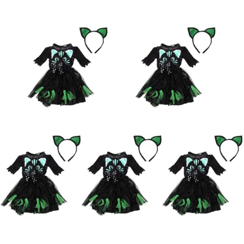 Healeved 5 Sätze Halloween Katzenkostüm für Mädchen mit Kleid und Haarreif Dekorativer Look für Fasching Cosplay und Bühnenauftritte Hochwertigem Material Gefertigt Healeved 5 Sätze Halloween Katzenkostüm für Mädchen mit Kleid und Haarreif Dekorativer Look für Fasching Cosplay und Bühnenauftritte Hochwertigem Material Gefertigt von Healeved